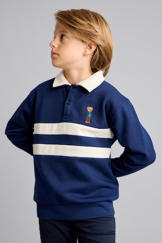 Defacto Oversize Polo Yaka Çizgili İçi Yumuşak Tüylü Uzun Kollu Sweatshirt Erkek Çocuk I3296a826wnnv31 Lacivert-nv31