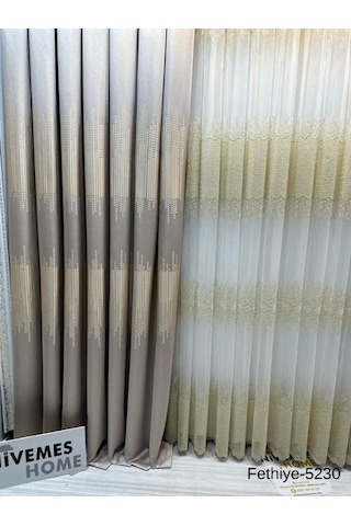 Nivemeshome Fethiye 614178 Taş V-5230 1/3 Sık Pileli Fon Perde Apm Taş