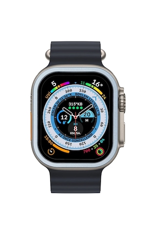 Cosmotex Newface Apple Watch Uyumlu Ultra 49mm Alüminyum Kasa Cam Ekran Koruyucu - Mavi