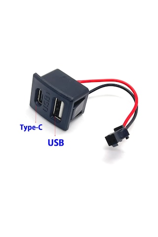 Type-c / Usb A Dişi Soket Kavisli 2 Pin 10cm Kablo Jst Çift Usb 5v 2a Panel Montaj Cep Tel Tablet