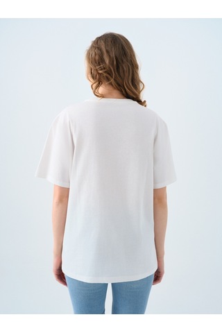 Oversize Kadın Tshirt K.kol Ekru