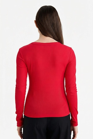 Defacto Slim Fit Basic Kırmızı Kadın Uzun Kollu T-shirt E5767ax/rd286 Kırmızı