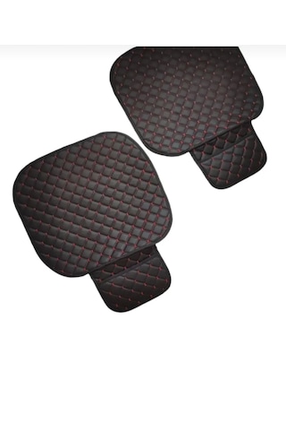 Universal Oto Koltuk Minderi Üçlü Set Lüks Kapitone Siyah Kırmızı