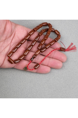Omari Sıkma Kehribar Fıçı Kesim Oturtma İmameli Sistemli 7x11mm Tesbih