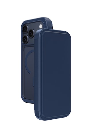 Apple Uyumlu iPhone 17 Pro Max Pu Kartlıklı Kapaklı Amazingthing Glamour Foilo Serisi Kılıf Mavi Mavi