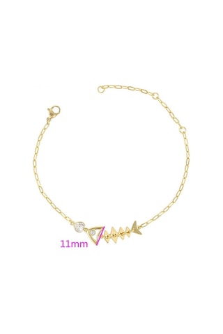 Zirkon Taşlı Balık Figürlü 14 Ayar Altın Kaplama Minimal Kadın Bileklik Gold