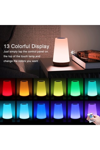 Led Gece Lambası, Komodin Lambası, Renkli Dokunmatik Gece Lambası, Uzaktan Kumanda