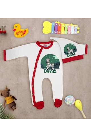 Bk Kids Kişiye Özel Bebek Kıyafeti, Bebek Giyim Hediyesi, Tulum Zıbın Ve Kukuletalı Şapka Seti-18 Çok Renkli