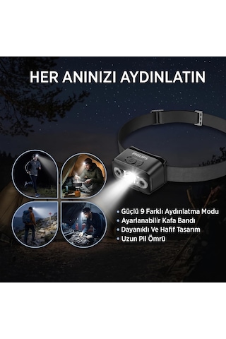 Sfl3153/93 5w Led 220 Lümen Hareket Sensörlü Çift Butonlu Acil Durum Çakarlı Şarjlı Hafif Kamp Ve Kafa Lambası