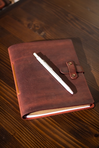 Kişiye İsme Özel Hakiki Deri A5 Defter / Ajanda Rose