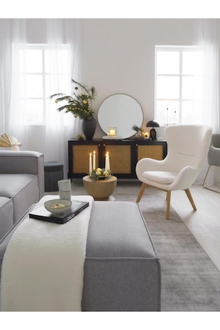 Mode Soft Puf 19 Gri Keten Kumaş İşbir Sünger Dairenize Teslim