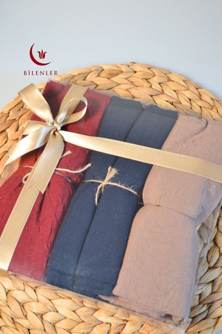 Bilenler Bambu Kraş Şal 75x210 Cm Nefes Alabilir, Terletmez, Tok Duruşlu Mevsimlik Kumaş 3'lü Kutu - 70 X 210 / Bordo Bordo
