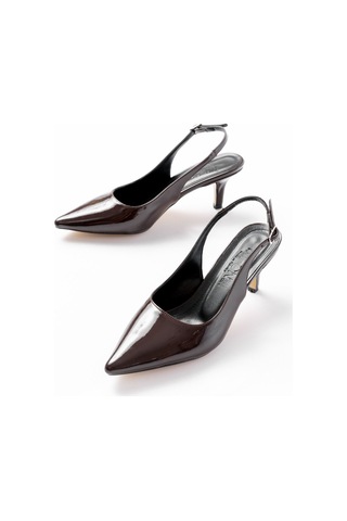 St-1152 Kahve Rugan Günlük 7 Cm Topuklu Kadın Ayakkabı Kahve