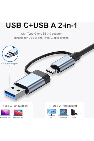 Apera GN-33 Multiport Type C ve USB Girişli 7 in 1 Adaptör Hub Ço