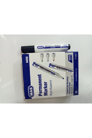Mas Permanent Marker Koli Kalemi Kesik Uç Siyah 6459 12'li Kutu