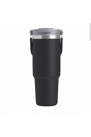 Microcase 900ml Pipetli El Tutacaklı Paslanmaz Çelik Termos Mug - Al5722 Siyah