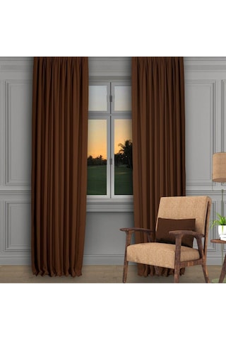 Açık Kahve Ada Fon Perde Normal Pile 1'e 2,5 Pile-açık Kahve Açık Kahverengi