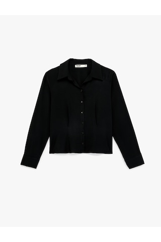 Koton Regular Fit Kısa Kollu Klasik Yaka Gömlek Siyah 6sak60339uw Siyah