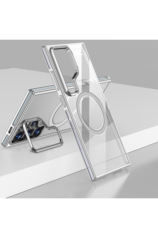 Galaxy S25 Ultra Kılıf Magsafe Uyumlu Wlons Standlı Efsane Kapak Gri Gri