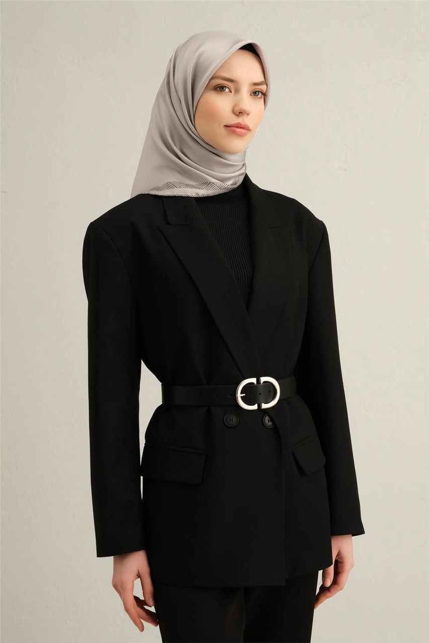 Armine Klasik Desenli Saf İpek Sura Eşarp 9357 57 Gri