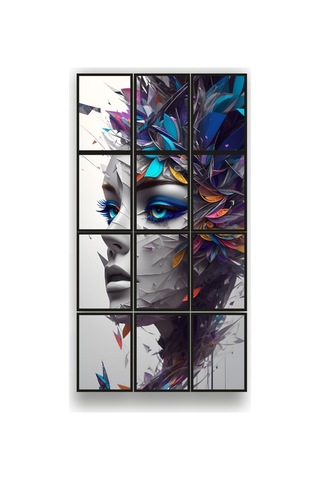 12 Parça Renkli Güzel Kadın Çerçeve Görünümlü Mdf Tablo Duvar Süsü Hediyelik Eşya 45cm X 85cm Renkli - 602507761 Renkli