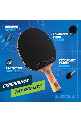 Joola Omega Strata Masa Tenisi Raketi, Aşağı Doğru Genişleyen Sap, Turnuva Seviyesi, Vizon Masa Tenisi Kauçuğu, S