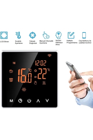 Smart 220v 16A Cep Telefonu Kontrollü Akıllı Termostat
