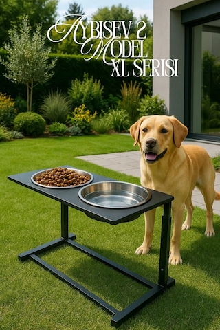 Reyo Ok-ay Store Aybisev 2 Model Xl Büyük Irk Köpekler İçin Yüksekliği Ayarlanabilir Mama Su Standı Siyah