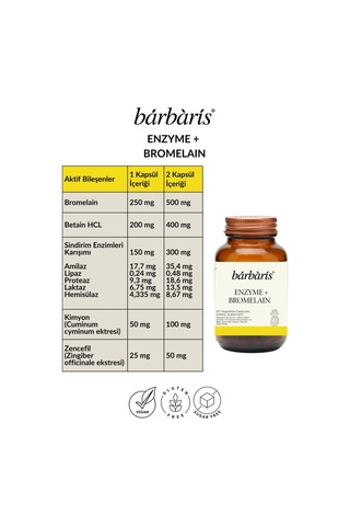 Barbaris Enzyme+bromelaın 60 Capsules