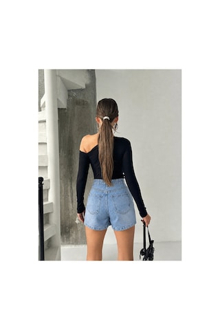 Bluemarlin Buz Kar Yan Kılçık İşlemli Kısa/mini Denim/kot Şort Buz Kar