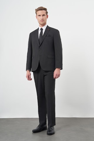 İmza Siyah Kendinden Desenli Bez Ayağı Mono Yaka Tam Astar Çift Yırtmaç 2 Düğme 4 Drop Comfort Fit Classic Takım Elbise 1001245168 Siyah