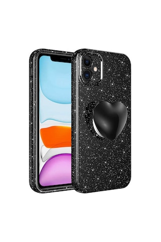 Apple iPhone Uyumlu 11 Kılıf Simli Soketli Kamera Korumalı Silikon Üstün Koruma Mobilefix Lila