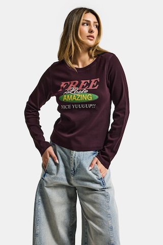 Itsbasic Kadın Kahve Bordo W5 Free Amazing Baskılı Tasarım Sweatshirt