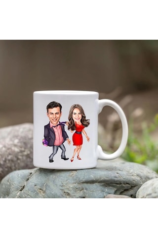 Kişiye Özel Bardak - Karikatür Bardak - Sevgili Bardağı Beyaz