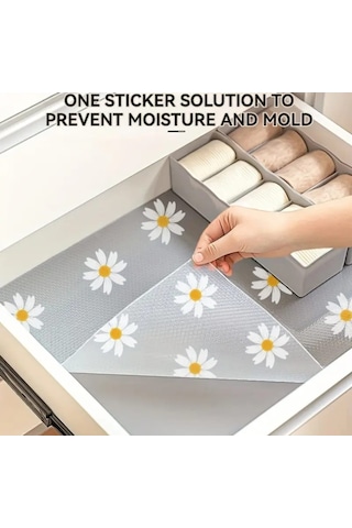 Papatya Tasarımlı Kaymaz Raf Astarı Rulosu -mutfak, Buzdolabı & Çok Renkli