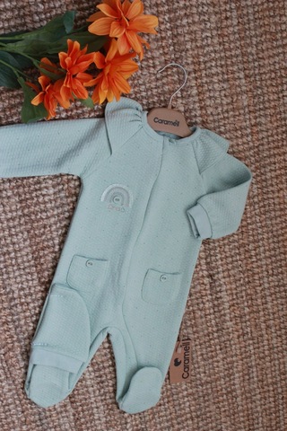 Caramell Barbosa Kız Bebek Şık 2'li Bebek Tulumu 0-3 Ay /3-6 Ay Patikli & 6-9 Ay/ 9-12 Ay Patiksiz Kışlık Yeşil
