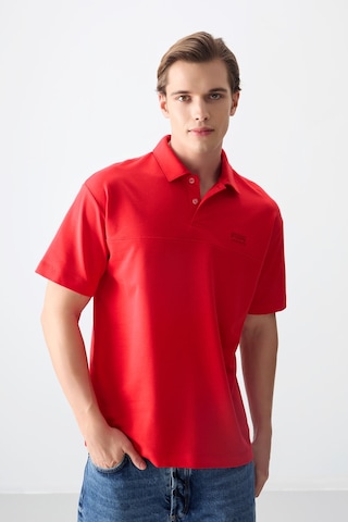 Tommy Life Fiesta Pamuklu Kalın Yumuşak Dokulu Polo Yaka Oversize Fit Basic Erkek T- Shirt - 88382 Kirmizi