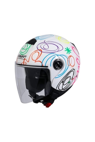 715 Kask Whıte Flower Ayna Vizörlü Beyaz