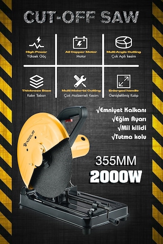 Assur ASR619 2000W 55MM Profil Metal Kesme Sarı