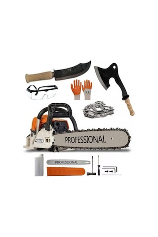 Mager Benzinli Ağaç Kesme Motoru Döküm Çelik Balta+çelik Dağcı Bıçağı+yedek Zincir+eldiven+gözlük