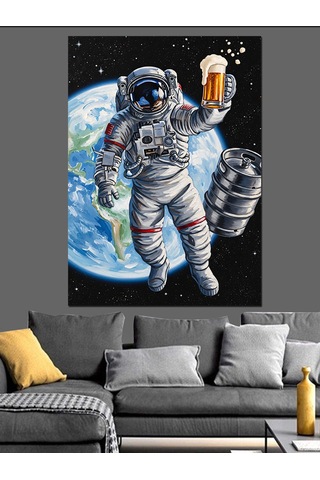 Ahşap Tablo Astronot Dünya Uzay Yürüyüşü