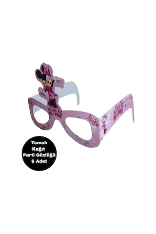 Minnie Mouse Temalı Kağıt Gözlük 6 Adet Parti Gözlüğü Tüm Yaşlar