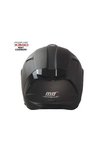 X340 Mat Carbon Kapalı Model Kask Siyah Camlı+güneş Vizörlü Mat Siyah Carbon