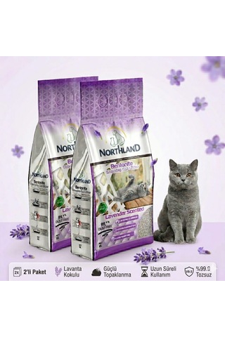 Northland Doğal Bentonite- Süper Topaklanan Lavanta Kokulu Kedi Kumu 10 Lt X 2 Adet Northland Doğal Bentonite- Süper Topaklanan Lavanta Kokulu Kedi Kumu 10 Lt X 2 Adet