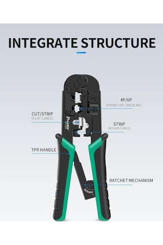 Proskit Cp-376tr 4p/6p/8p Rj11/rj12/rj45 Cat5 Cat6 Konnektör Sıkma Pensesi