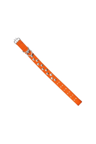 Savex Dokuma Çivili Köpek Boyun Tasması Turuncu 5 80 Cm Fosforlu Sarı
