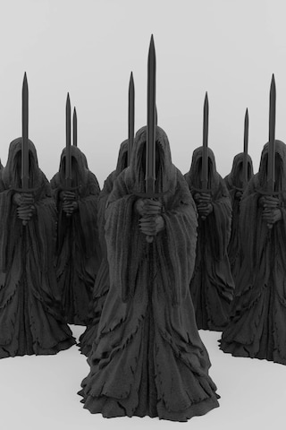 Küçük Boy 10 Cm Dekoratif ' Yüzüklerin Efendisi Temalı Nazgul ' 5'li Set Heykel Figür Büst Siyah Renk, Qw34bwqrv Diğer