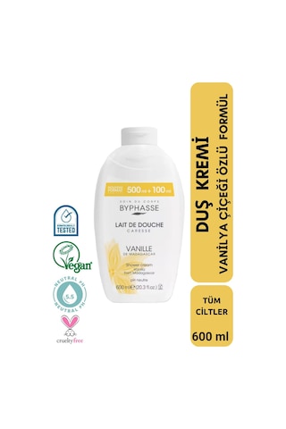Byphasse Caresse Vanilya Çiçeği Özlü Kremli Duş Jeli 600 ML