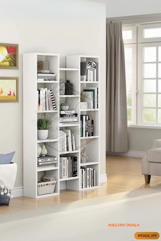 Tamamı Mdf Bol Raflı Asimetrik Kitaplık
