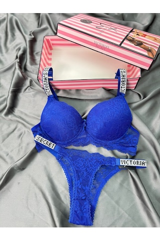 Victoria's Secret Victoria"s Secret Pusch Up Set Alt Üst Dolgulu Sütyen Ve Külot Takım 2"li Set Mavi